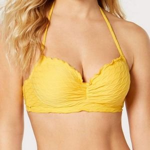 Sundazed Nixie Underwire Bra Size Ruffle Edge Yellow Bikini Top - NWOT